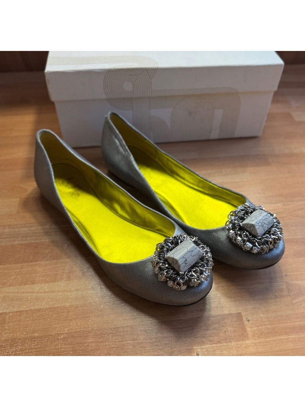 Belle by sigerson morrison gunmetal Naran ballerina flats size 8